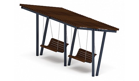 Пергола тент с качелями (наклоная) - МФ 78.03.02-01 /без поликарбоната/