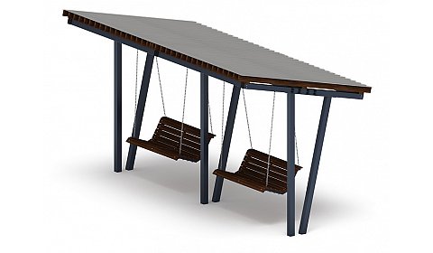 Пергола тент с качелями (наклоная) - МФ 78.03.02 /с поликарбонатом/