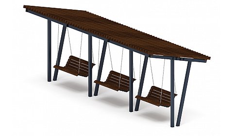 Пергола тент с качелями (наклоная) - МФ 78.03.03-01 /без поликарбоната/