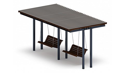 Пергола тент с качелями (прямая) - МФ 78.04.02 /с поликарбонатом/