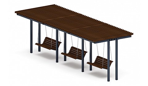 Пергола тент с качелями (прямая) - МФ 78.04.03-01 /без поликарбоната/