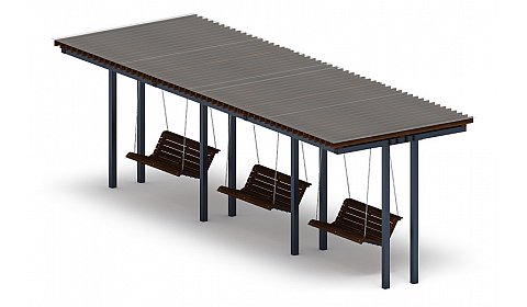 Пергола тент с качелями (прямая) - МФ 78.04.03 /с поликарбонатом/