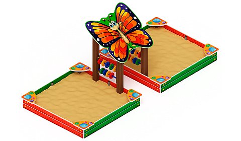 Песочница двойная с навесом Бабочка (Ракушки) - ИО 5.01.07-01