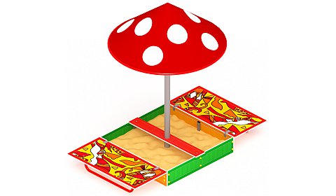 Песочница с крышкой средняя и навесом Грибок (Рыбы) - ИО 5.01.10-04