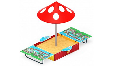 Песочница с крышкой средняя и навесом Грибок (Игра) - ИО 5.01.10-06