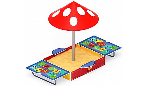 Песочница с крышкой средняя и навесом Грибок (Арифметика) - ИО 5.01.10-07