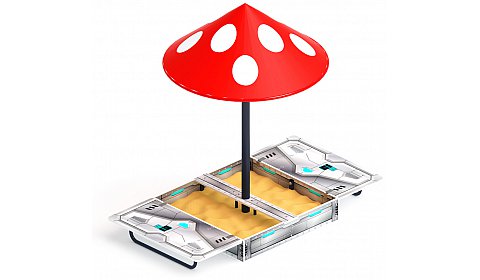 Песочница с крышкой средняя и навесом Грибок (Техно) - ИО 5.01.10-10