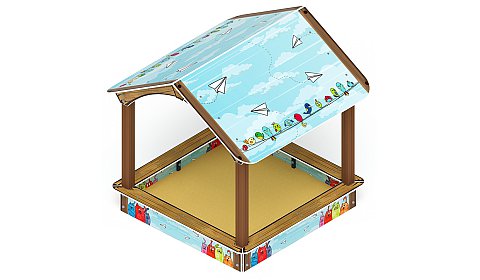 Песочный дворик с навесом Домик (Коты) - ИО 6.01.02-02