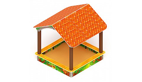 Песочный дворик с навесом Домик (Полянка) - ИО 6.01.02-03