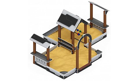 Песочный дворик двойной большой с навесом Домик (Техно) - ИО 6.01.03-04