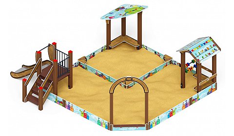 Песочный дворик с горкой (Коты) - ИО 6.01.05-03 H=750