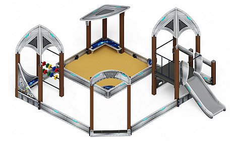 Песочный дворик с горкой Космопорт (Серый) - ИО 6.14.01-01 H=750