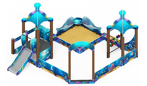 Песочный дворик с горкой Морской - ИО 6.17.01-01 H=750