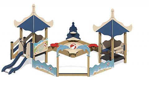 Песочный дворик "Коралл" с горкой ПС-16.3