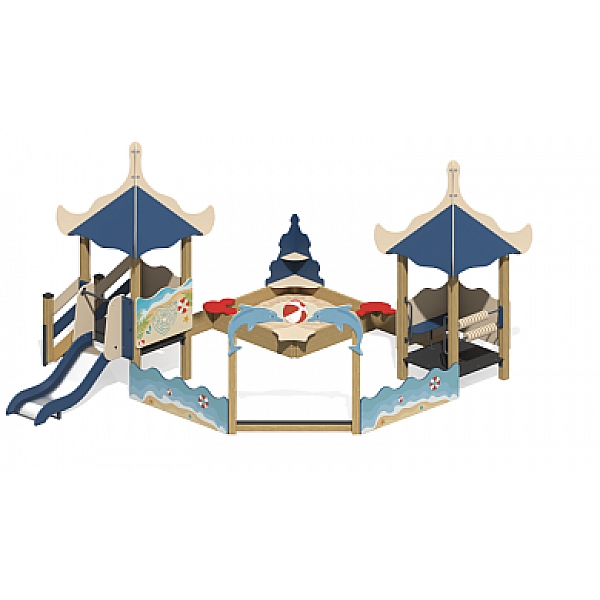 Песочный дворик "Коралл" с горкой ПС-16.3