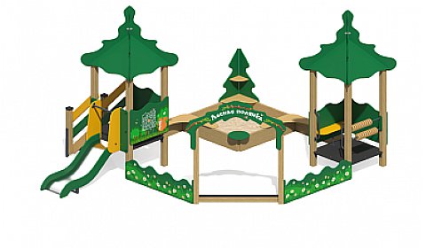 Песочный дворик "Лесная поляна" с горкой ПС-09
