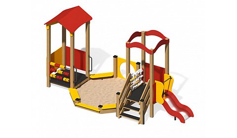 Песочный дворик "Городок" с горкой ПС-55.2