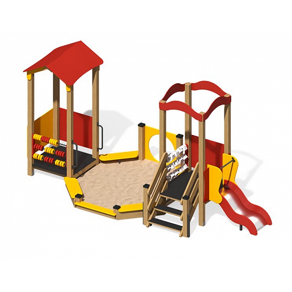 Песочный дворик "Городок" с горкой ПС-55.2