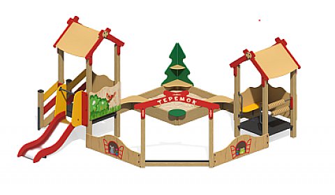Песочный дворик "Теремок" с горкой ПС-29.1