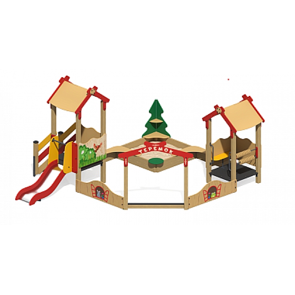 Песочный дворик "Теремок" с горкой ПС-29.1
