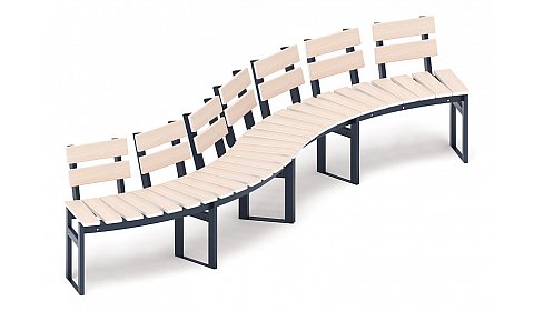 Модульная скамья радиальная (беленый дуб) МФ 42.01.21-01