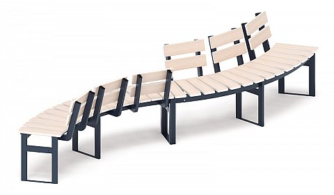 Модульная скамья радиальная (беленый дуб) МФ 42.01.23-01