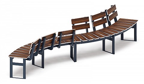 Модульная скамья радиальная (темный дуб) МФ 42.01.23