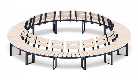 Модульная скамья радиальная (беленый дуб) МФ 42.01.27-01