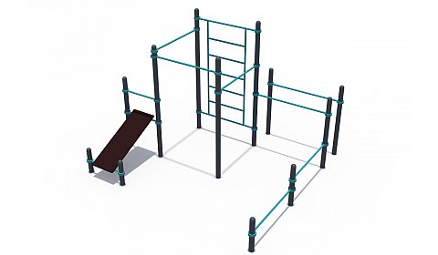 СОВ 01160.1 Воркаут Комплекс турников, шведской стенки и скамьи для пресса и упоров для отжимания (ГТО 89 мм)