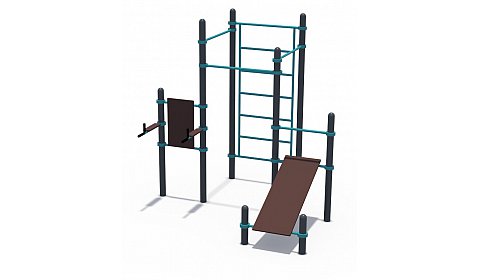 СОВ 01204 Воркаут (гимнастическая стенка со скамьей для пресса и брусьями (ГТО 89 мм)